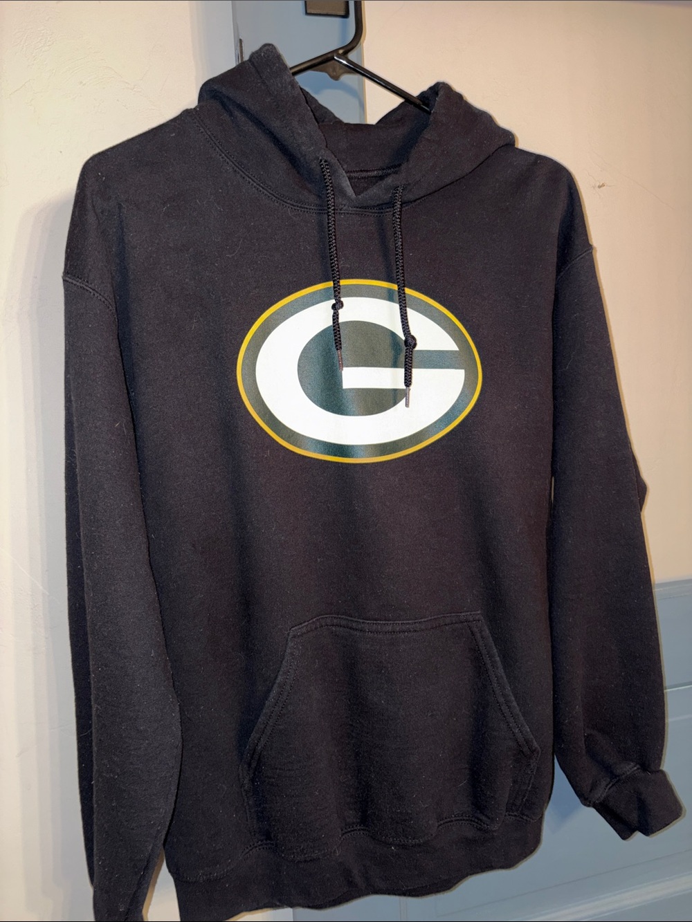 Green Bay Packer Black Hoodie with Green & Gold Team 'G' Logo